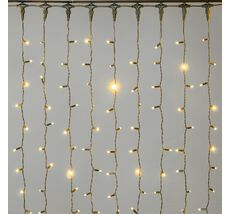 Гирлянда Занавес 2 x 2 м Желтый 220В, 400 LED, Провод Черный Каучук 2,3мм, IP65 LTC ECO402-1-2Y