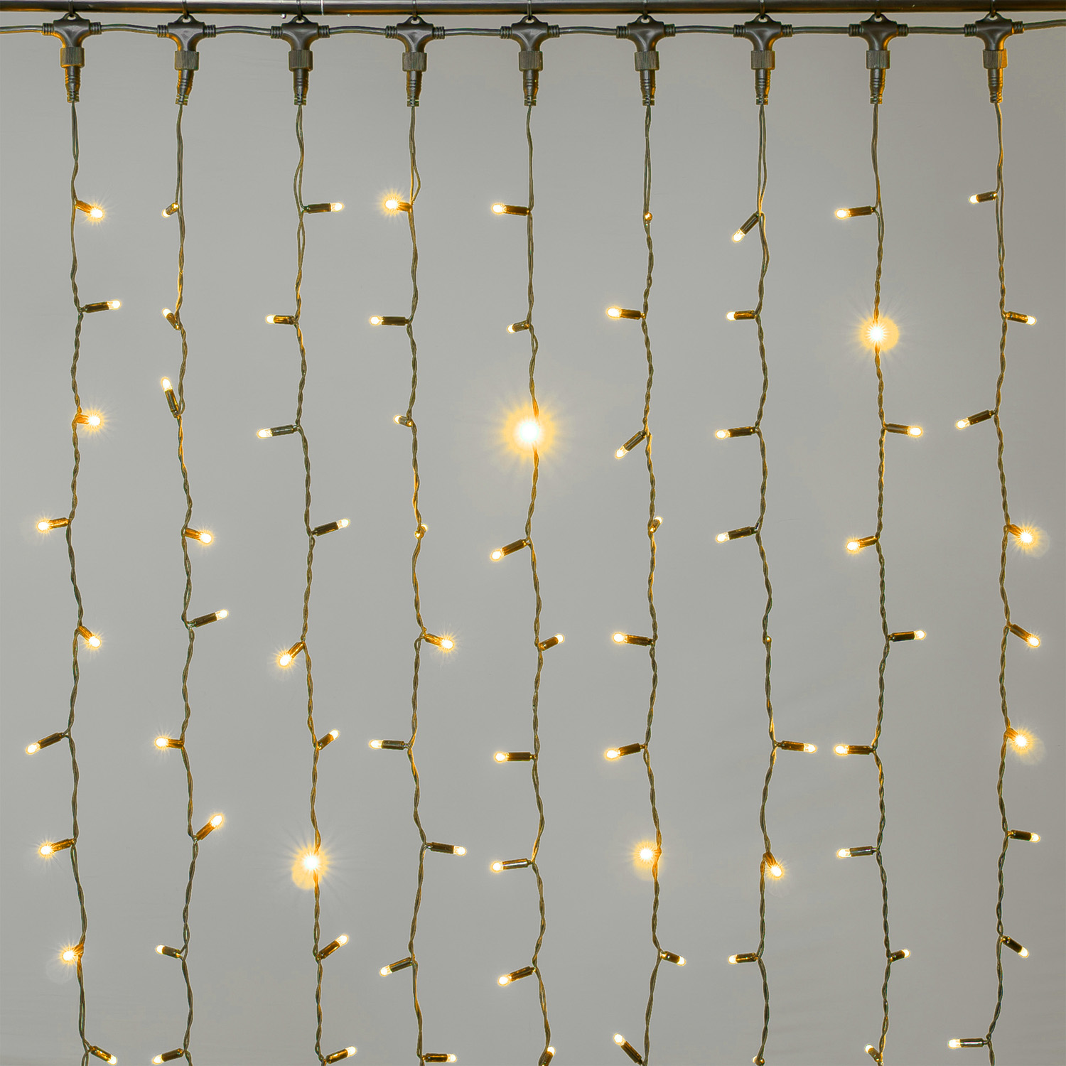 Гирлянда Занавес 2 x 2 м Желтый 220В, 400 LED, Провод Черный Каучук 2,3мм, IP65 LTC ECO402-1-2Y