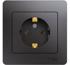 Розетка встраиваемая с заземлением (графит) Systeme Electric GSL001342