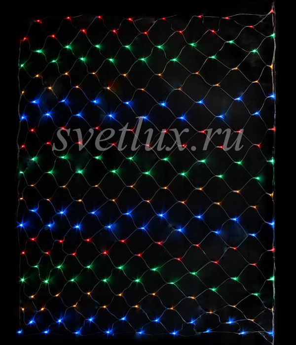 Светодиодная Сеть 2 x 3 м Разноцветная с Контроллером 220В, 384 LED, Провод Прозрачный ПВХ, IP54 NTL384C-10-2M