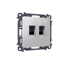 Комплект механизма компьютерной двойной розетки RJ-45 (8P8C) CAT6 с автоматической защитной шторкой ALFA QUANT (AP4121, VM189) Ambrella Volt MA412110_AMB