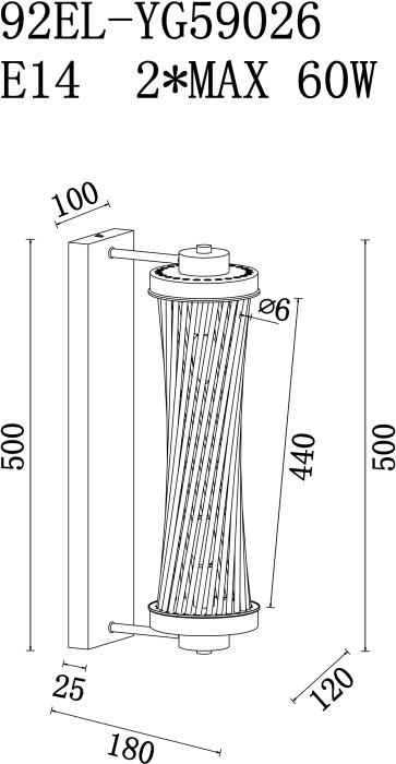 Настенный светильник Garda Decor 92EL-YG59026
