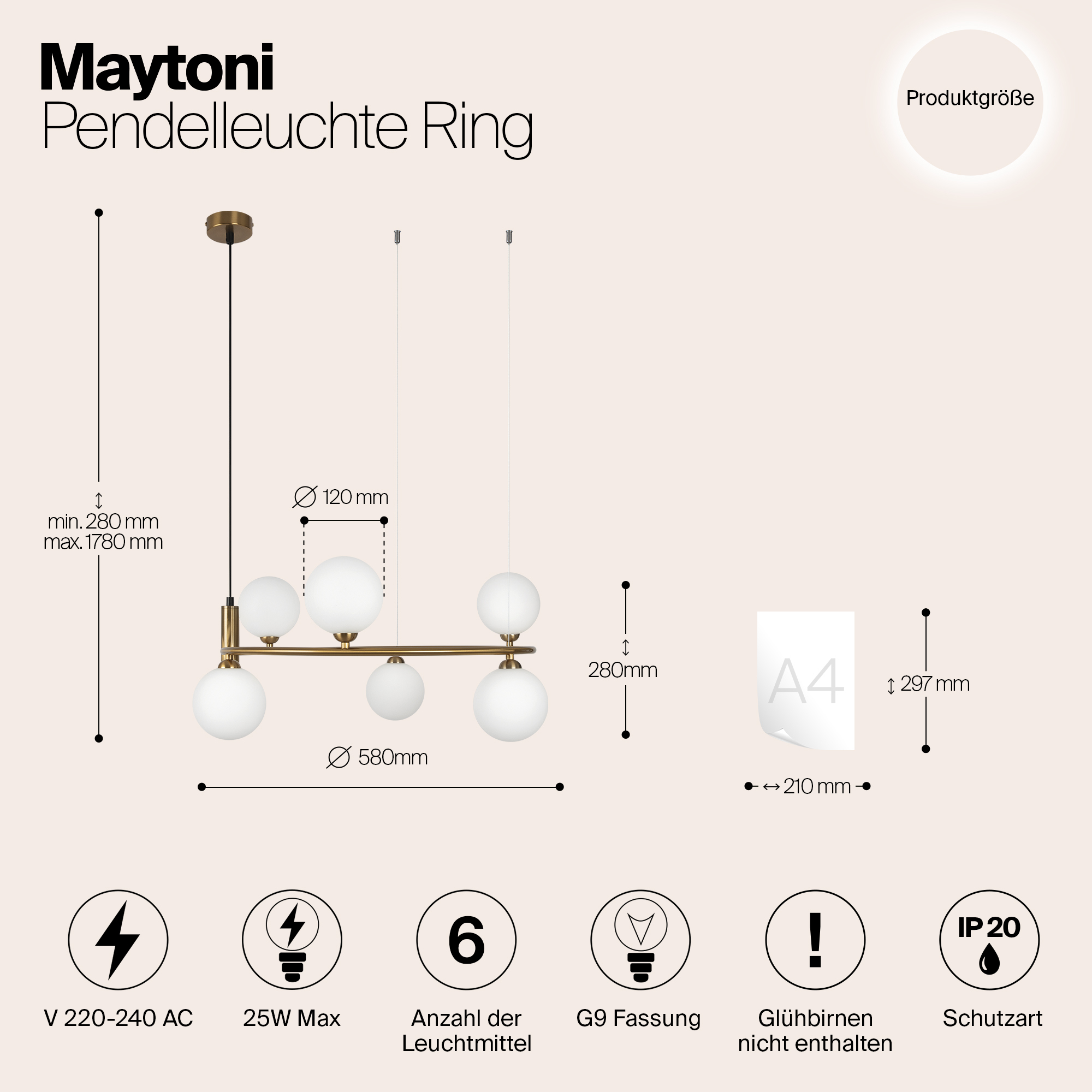 Подвесная люстра Maytoni Modern Ring MOD013PL-06BS1_MY