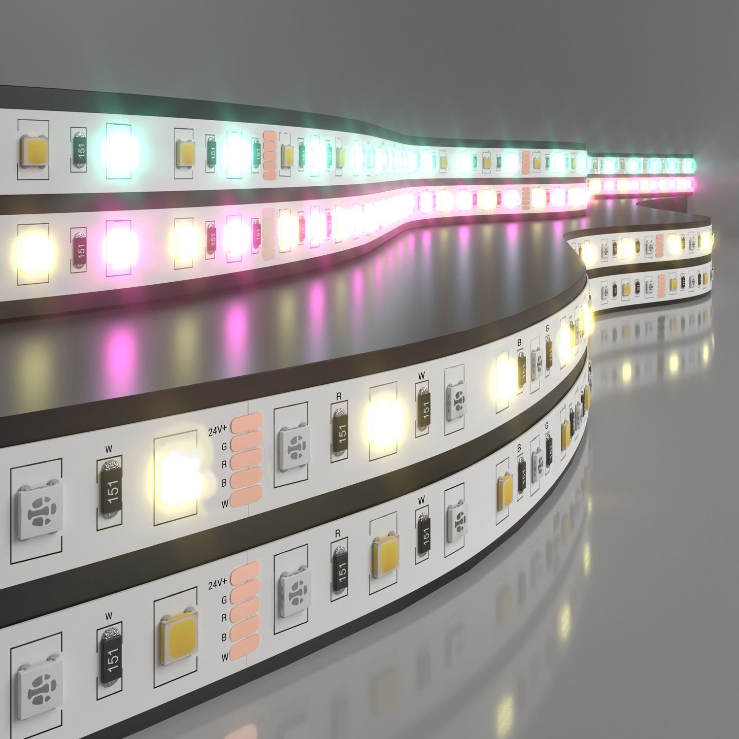 Лента светодиодная 24V 14,4W 60Led 5050+5050 IP20 MIX RGB/теплый белый, 5м a053728_ES