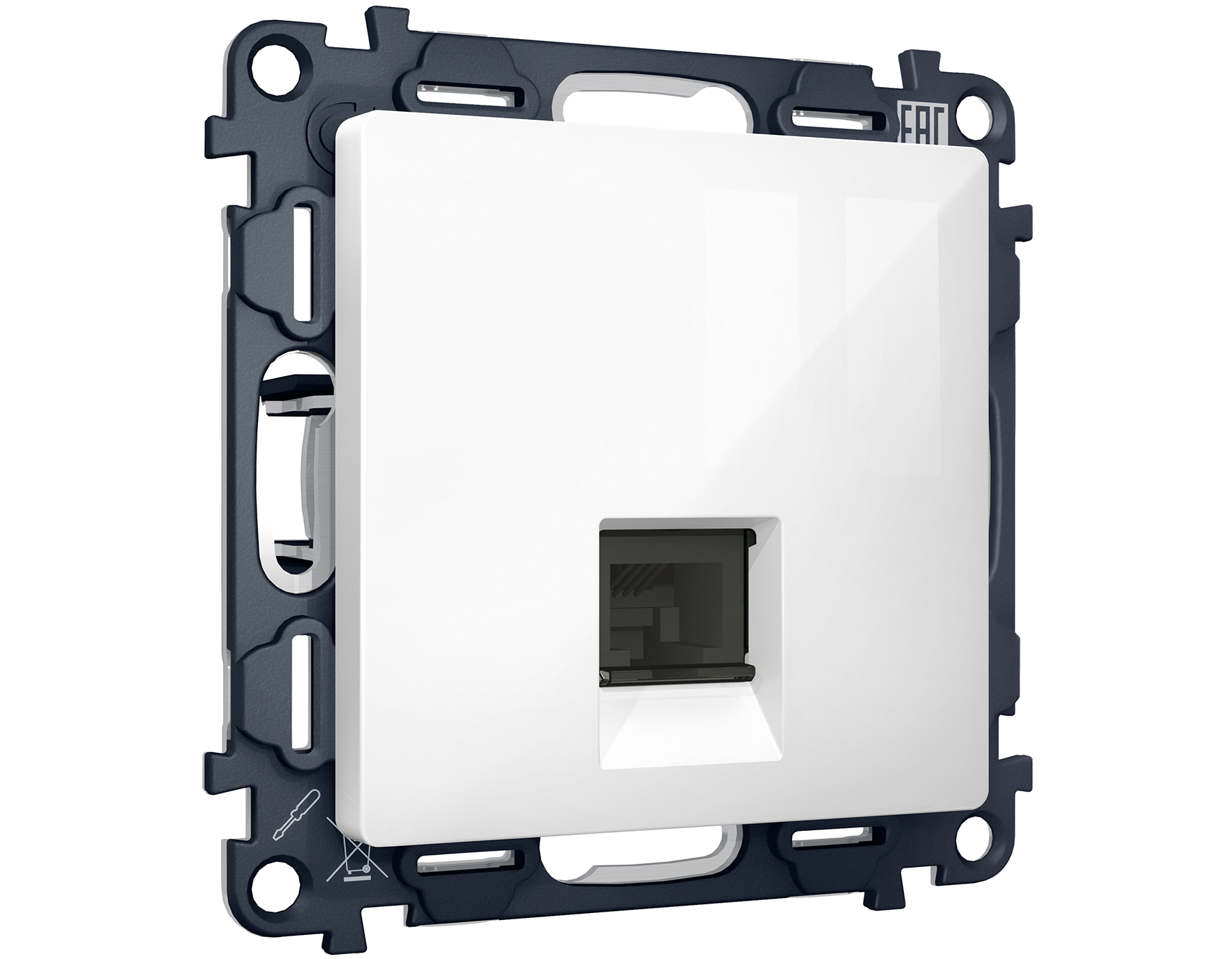 Комплект механизма компьютерной розетки RJ-45 экранированной с автоматической защитной шторкой ALFA QUANT (AP1120, VM185) Ambrella Volt MA112005_AMB