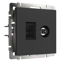Розетка ТВ+Ethernet RJ-45 6 cat. (черный матовый) Werkel a056112_WR