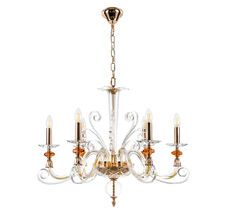 Подвесная люстра Crystallux CATARINA SP6 GOLD/TRANSPARENT-COGNAC_CR