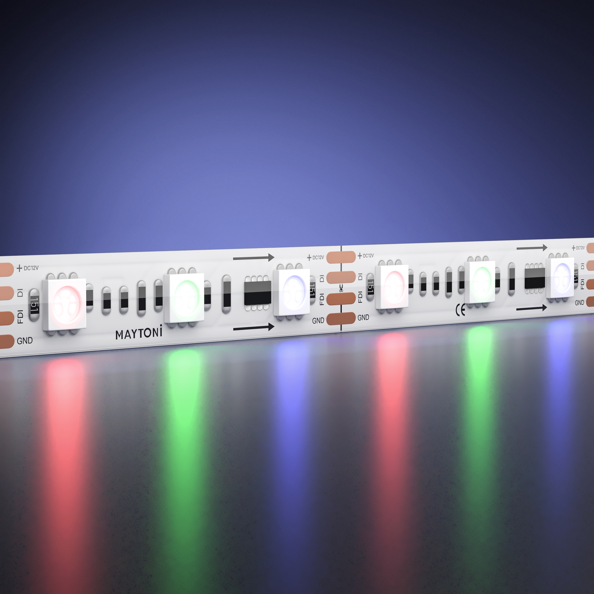 Светодиодная лента 12В 5050 14,4Вт/м RGB 5м IP 67 Maytoni 201244_MY