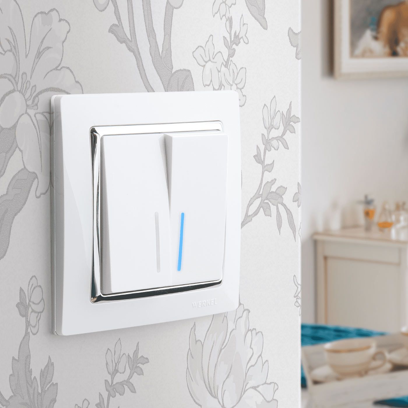 Выключатель двухклавишный проходной с подсветкой Werkel WL01-SW-2G-2W-LED a051112_WR