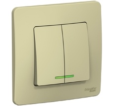 Выключатель встраиваемый двухклавишный с подсветкой (бежевый) Systeme Electric BLNVS010517