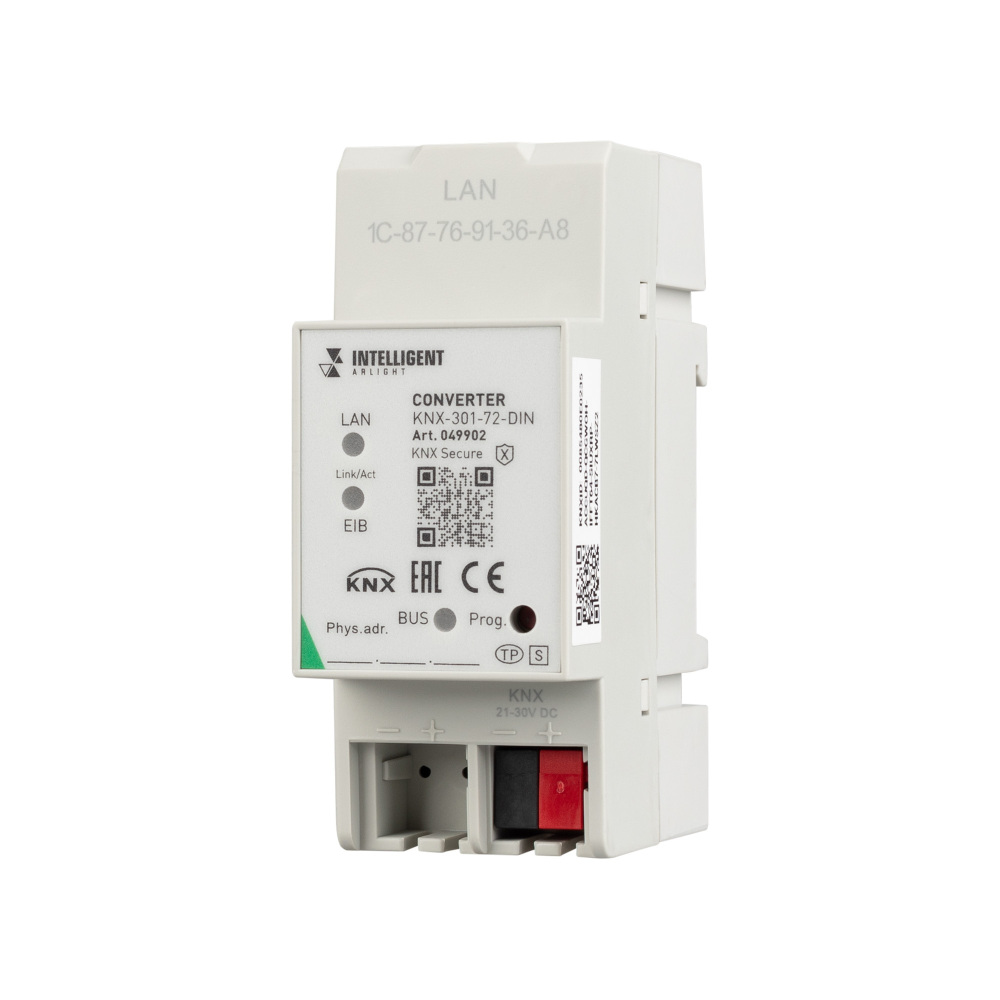INTELLIGENT ARLIGHT Конвертер KNX-301-72-DIN Grey (BUS, RJ-45, KNX-IP) (IARL, IP20 Пластик, 2 года) 049902 Arlight 049902_ARL