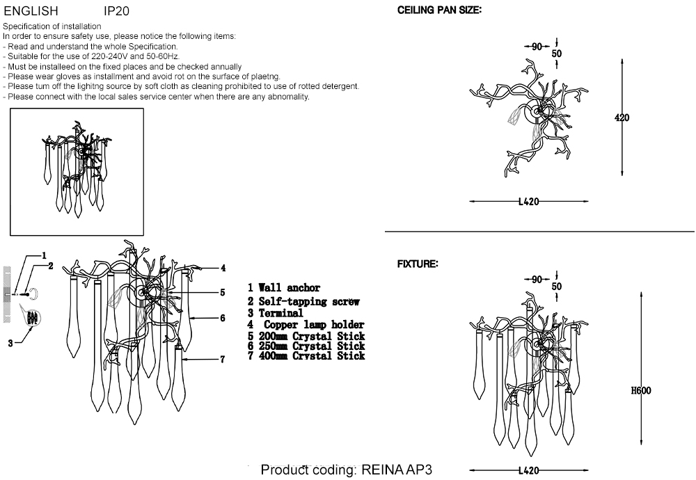 Бра Crystallux REINA REINA AP3 GOLD PEARL_CR