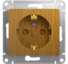 Розетка встраиваемая с заземлением и шторками (дуб) Systeme Electric GSL000545