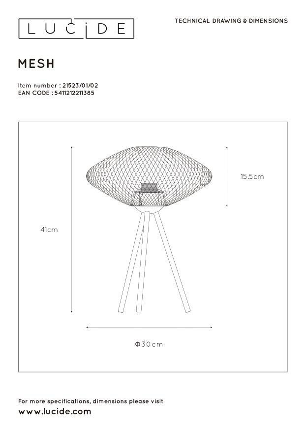 Настольная лампа Lucide MESH 21523/01/02