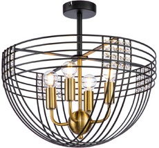 Люстра хрустальная потолочная на штанге в форме клетки (10001/4C Black) Indigo V000104