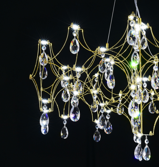 Подвесная люстра светодиодная с пультом и хрустальными подвесками Asfour MyFar MR2652-57P-50AD