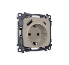 Розетка Ambrella Volt OMEGA 2USB A+C 20W быстрая зарядка с заземлением со шторками 2P+E 16A-250 QUANT MO370010_AMB