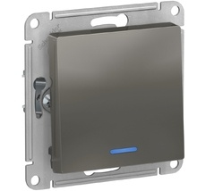 Выключатель встраиваемый одноклавишный с подсветкой (сталь) Systeme Electric ATN000913