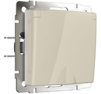 Розетка влагозащ. с зазем. с защит. крышкой и шторками Werkel WL03-SKGSC-01-IP44-ivory a051491_WR