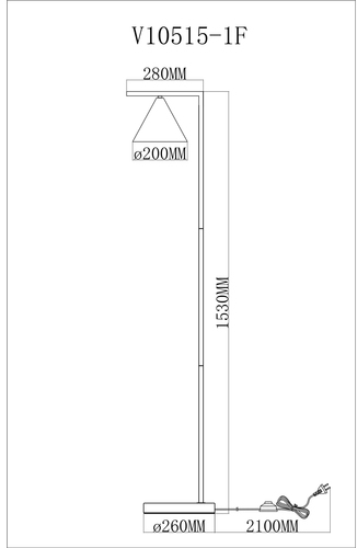 Торшер с выключателем Moderli V10515-1F_MD