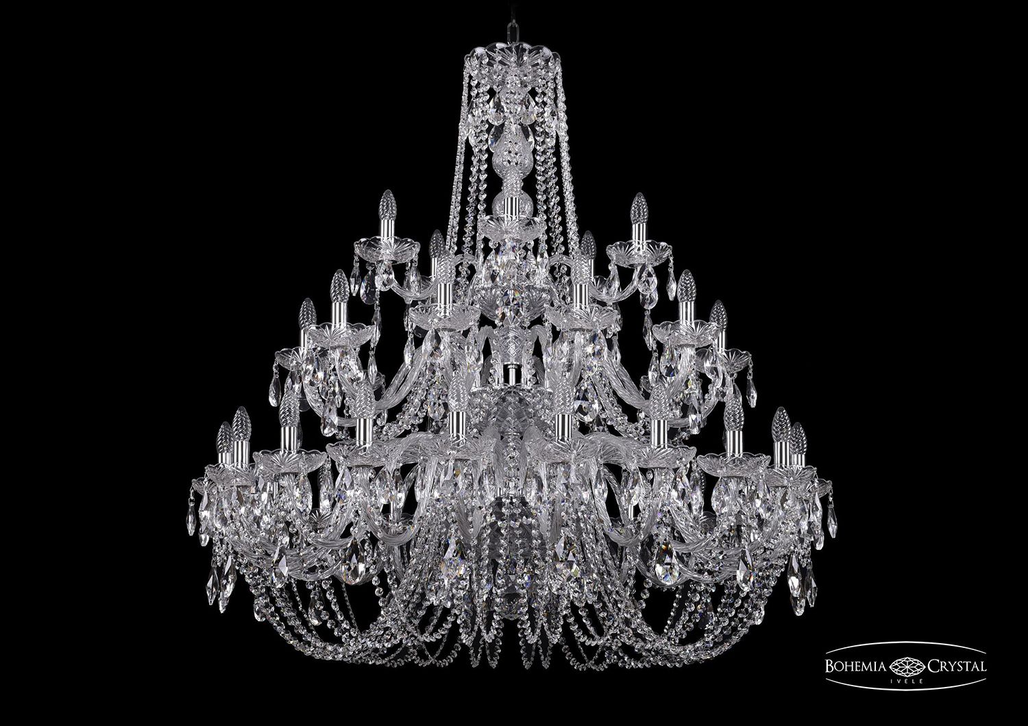 Хрустальная люстра Bohemia Ivele 1402/20+10+5/400/3d Ni_BI