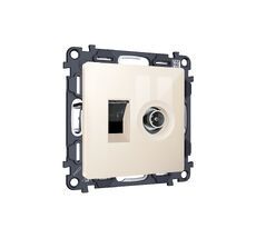 Комплект механизма розетки компьютерной + TV оконечной RJ-45 с автоматической защитной шторкой ALFA (AP3125, VM195) Ambrella Volt MA312510_AMB