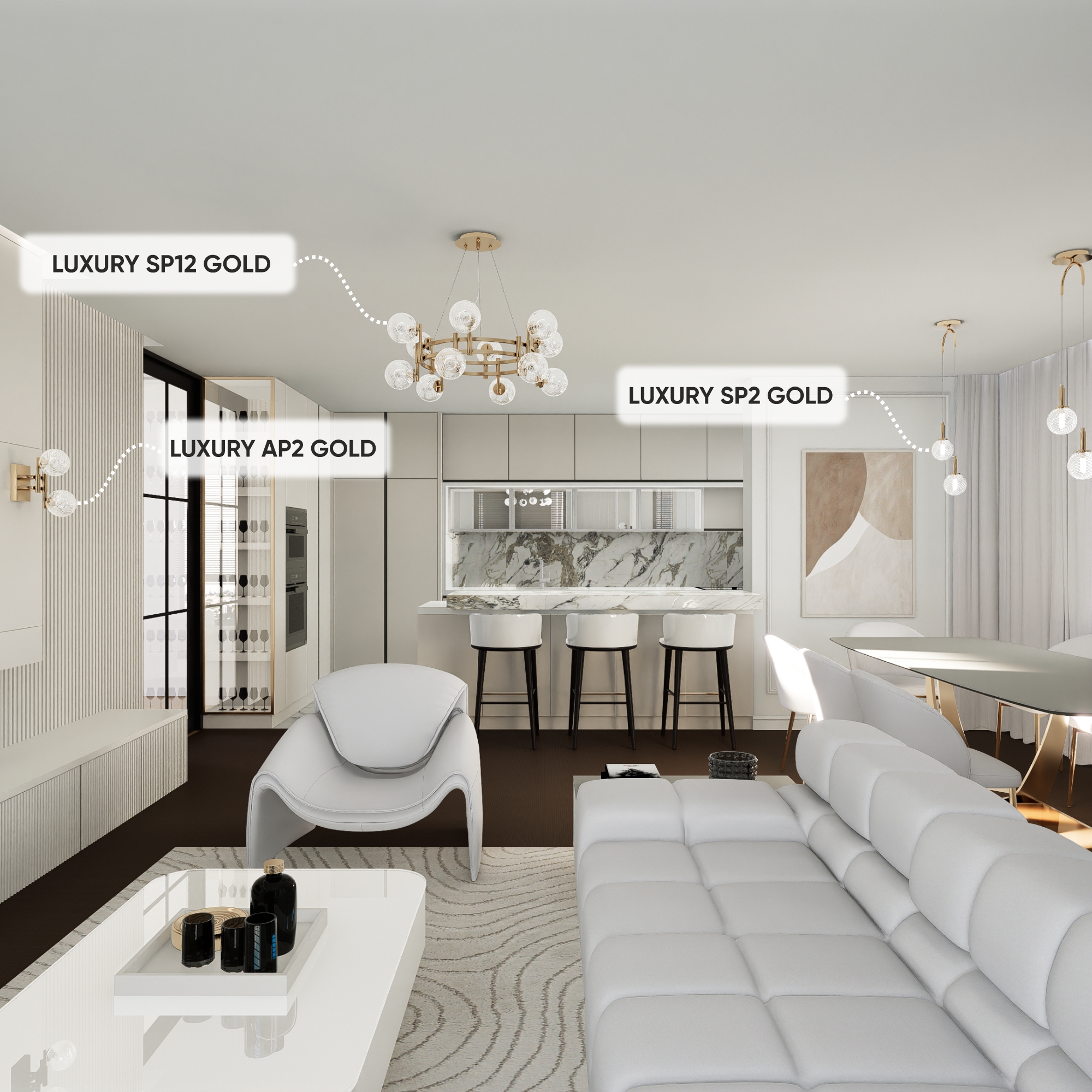 Подвесная люстра Crystal Lux LUXURY LUXURY SP12 GOLD_CR