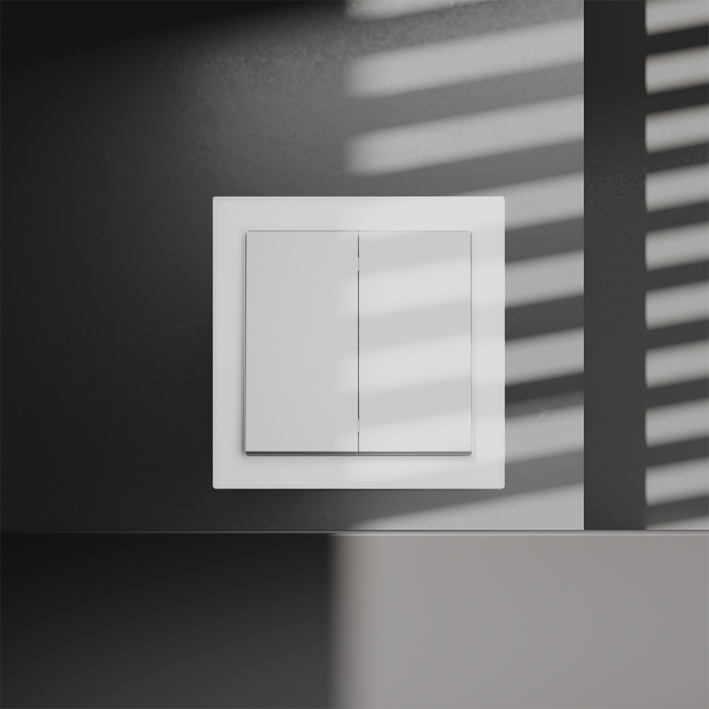 Перекрестный переключатель встраиваемый VOLTUM S70 двухклавишный 10А VLS020502