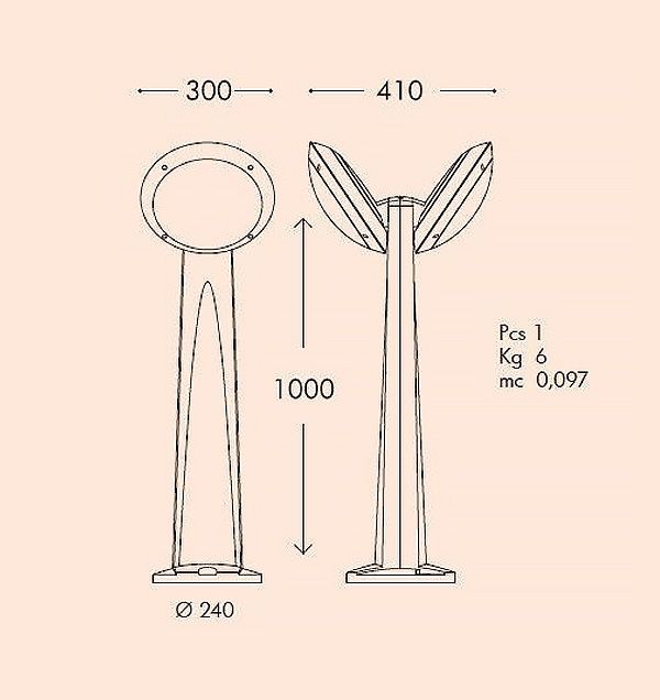 Уличный садовый светильник-столбик наклонный FUMAGALLI GABRI REMI/LUCIA 1R3.613.X20.LYE27