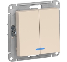 Выключатель встраиваемый двухклавишный с подсветкой (бежевый) Systeme Electric ATN000253