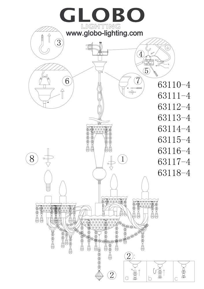 Подвесная люстра Globo Cuimbra 63117-4_GL