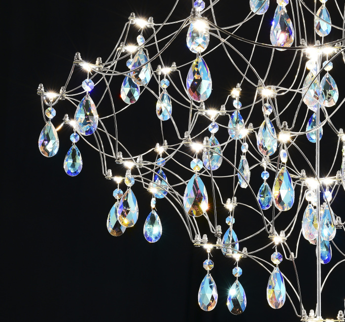 Подвесная люстра светодиодная с пультом и хрустальными подвесками K9 MyFar MR2640-66P-50CD