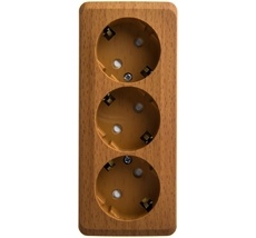 Розетка накладная тройная с заземлением и шторками (бук) Systeme Electric PA16-012T