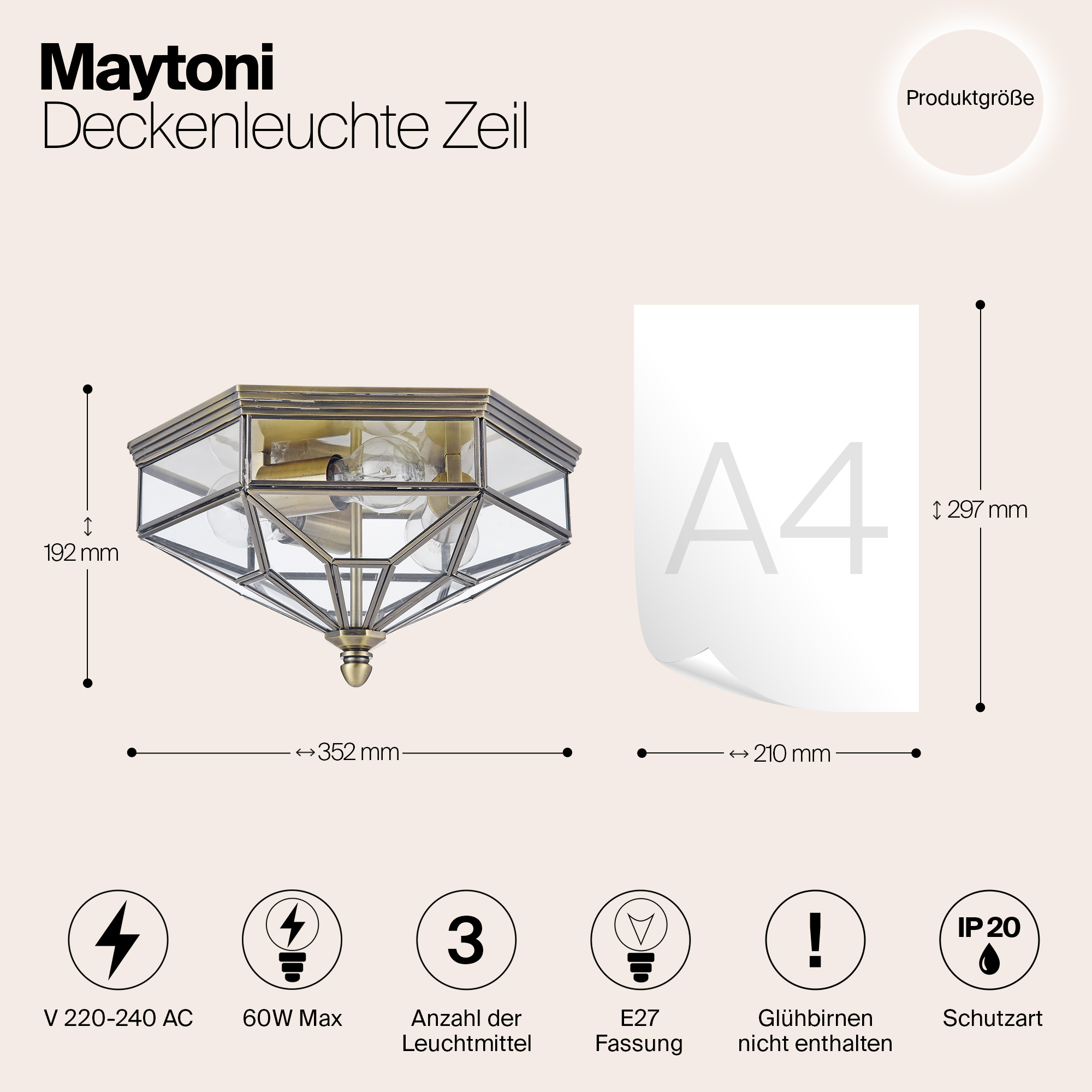 Потолочный светильник Maytoni Zeil H356-CL-03-BZ_MY