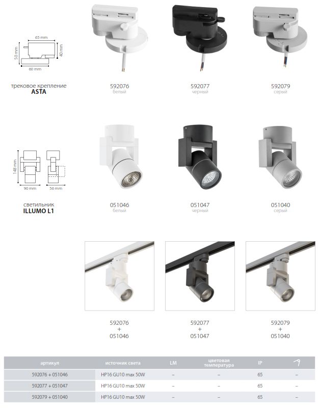 Трековое крепление ASTA с 1-фазным адаптером к 05104x 592076_LS