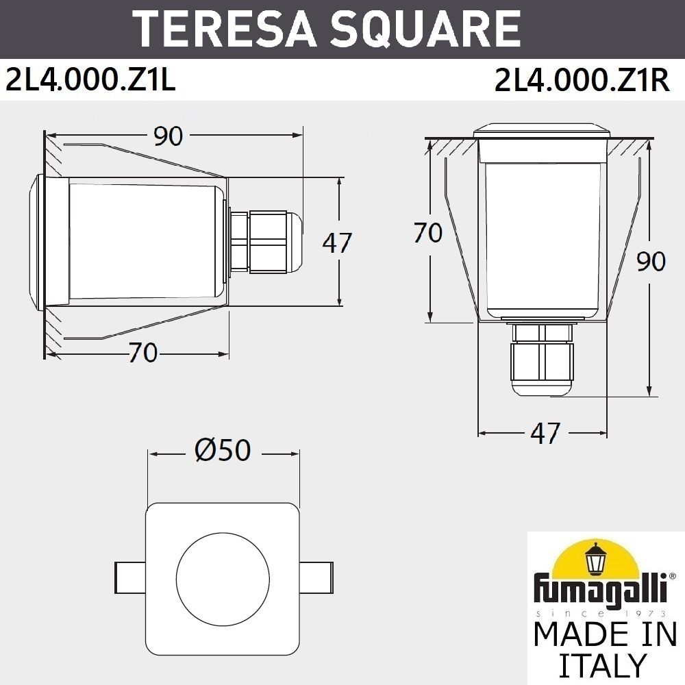 Уличный встраиваемы светильник FUMAGALLI TERESA SQUARE 2L4.000.000.LXZ1L 2L4.000.000.LXZ1L