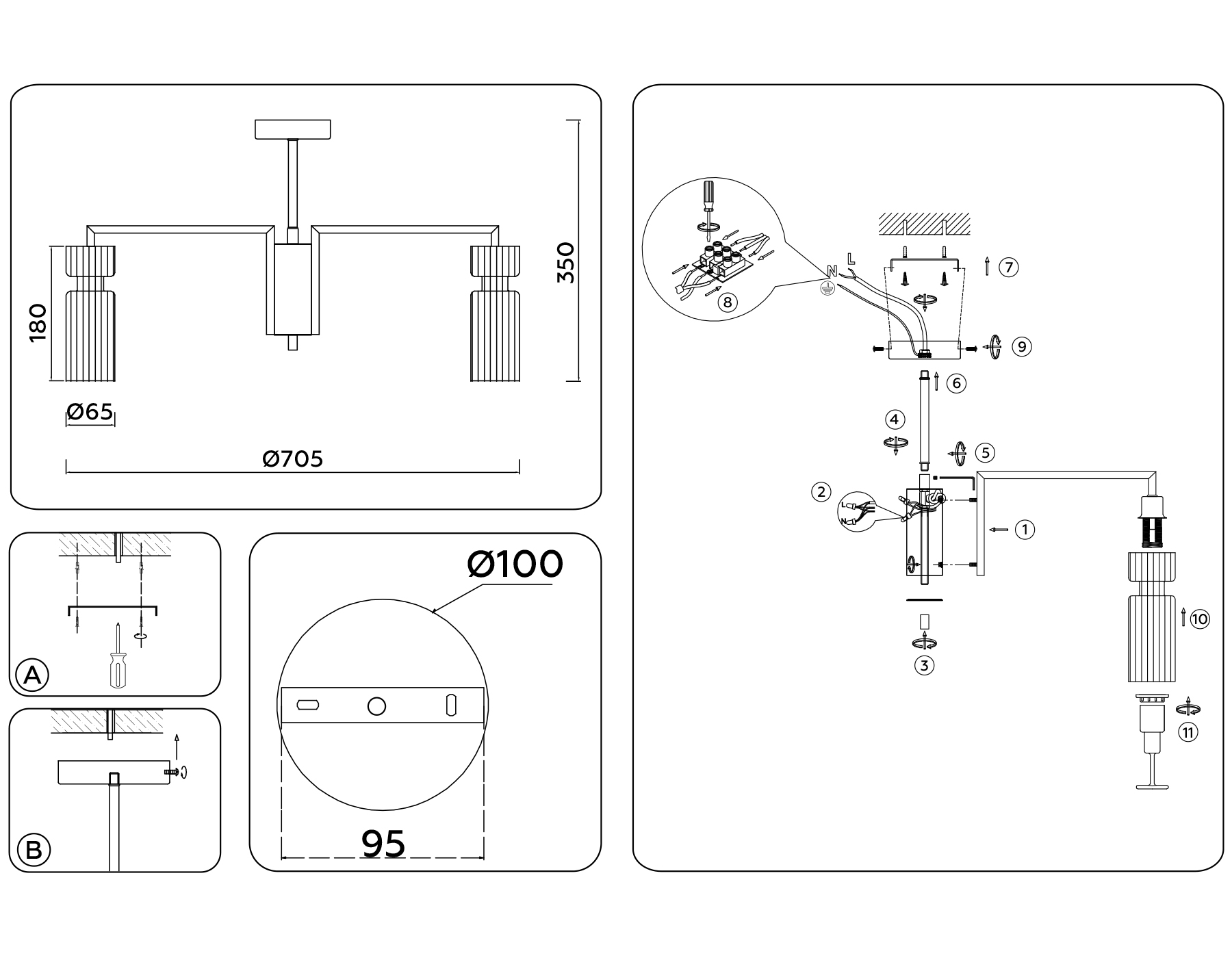 Потолочная люстра на штнаге Ambrella Light Heigh Light HIGH LIGHT LH56115_AMB