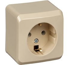 Розетка накладная с заземлением (кремовый) Systeme Electric PA16-003K