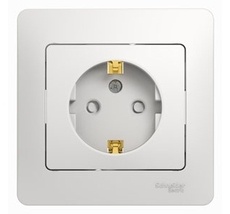 Розетка встраиваемая с заземлением и шторками (белый) Systeme Electric GSL000144