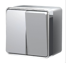 Выключатель двухклавишный влагозащищенный Gallant (серебряный) a052771_WR