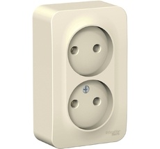Розетка накладная двойная без заземления (молочный) Systeme Electric BLNRA000212