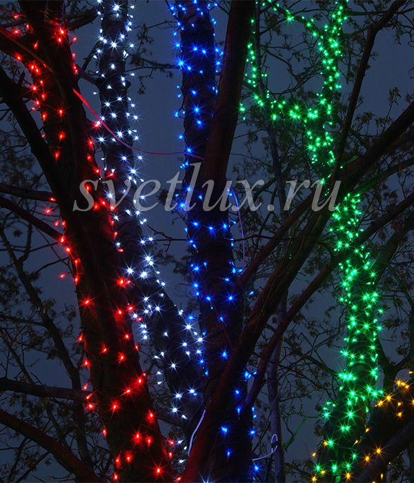 

Комплект 5 Разноцветных Нитей по 20м, 1000 LED, Провод Черный ПВХ, IP54 03-052, 03-052