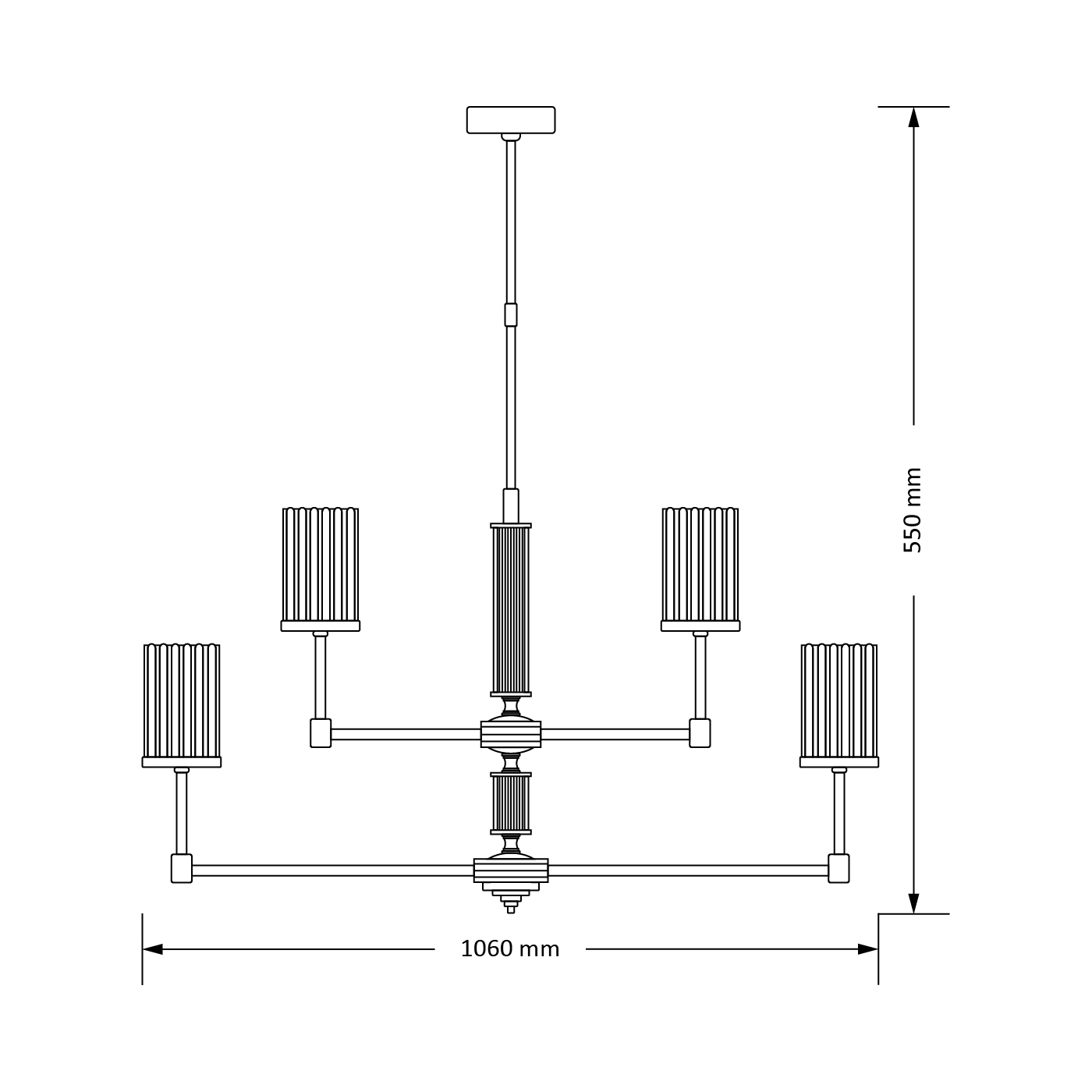Подвесная люстра на штанге KUTEK MOOD Empoli Ryfel EMP-ZWL-4(P)R