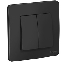 Выключатель встраиваемый двухклавишный (антрацит) Systeme Electric BLNVS010506