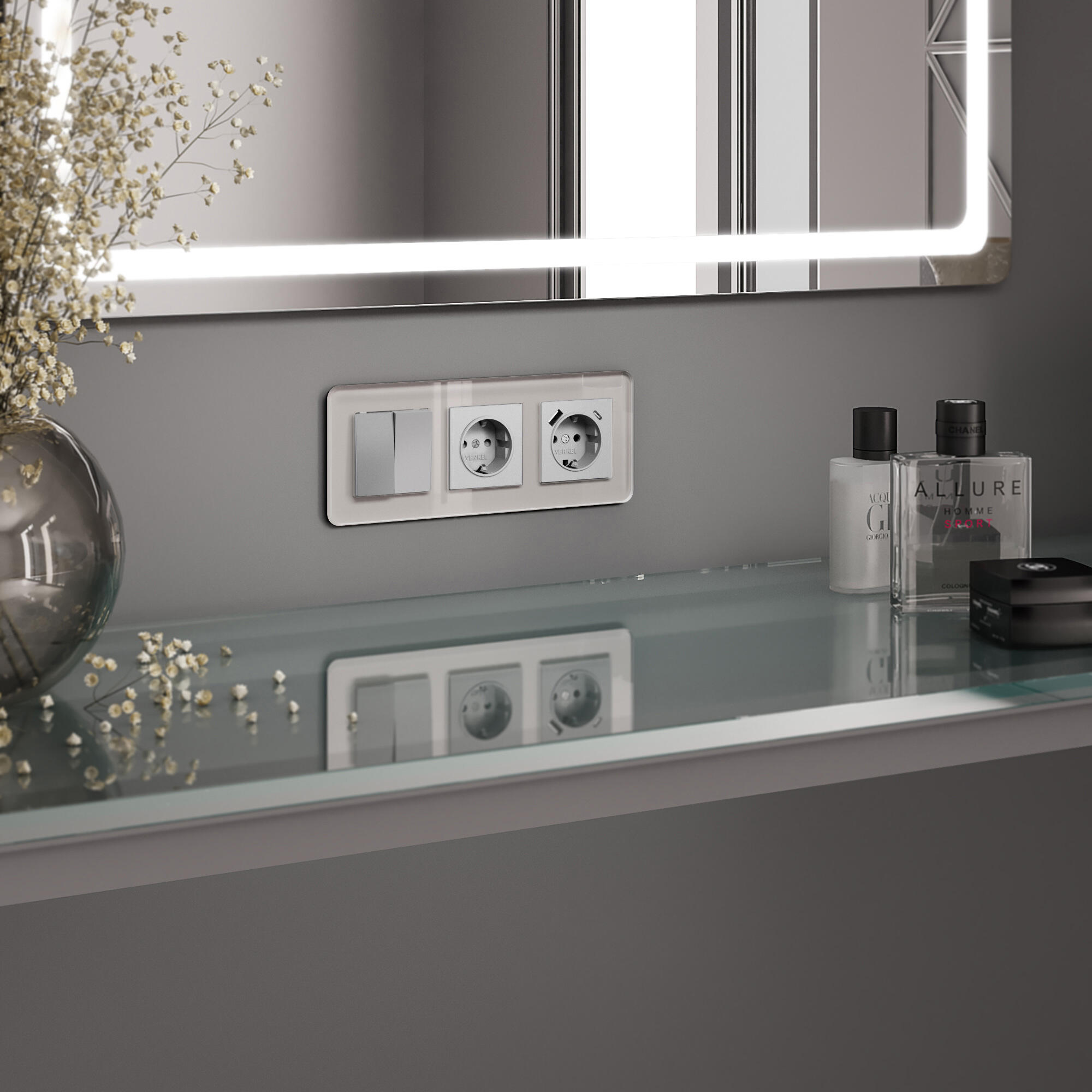 Рамка из стекла на 3 поста Elite дымчатый Werkel a057876_WR