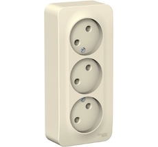 Розетка накладная тройная без заземления (молочный) Systeme Electric BLNRA000312