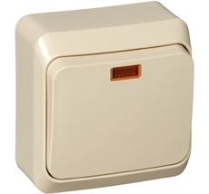 Выключатель накладной одноклавишный с подсветкой (кремовый) Systeme Electric BA10-007K