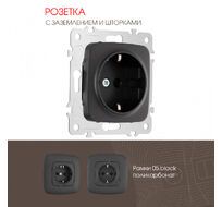Розетка с заземлением и шторками 16A 250V Arte Milano 205.40-1.black