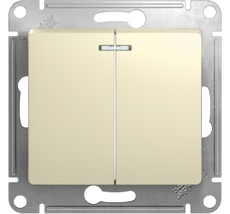 Выключатель встраиваемый двухклавишный с подсветкой (бежевый) Systeme Electric GSL000253