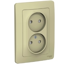 Розетка встраиваемая двойная без заземления со шторками (бежевый) Systeme Electric BLNRS000127